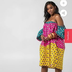 African Print Off Shoulder Dress